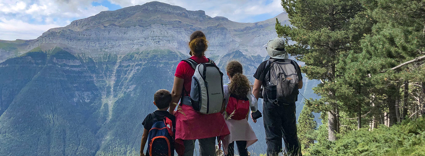 Family enjoying the views of the central Pyrenees